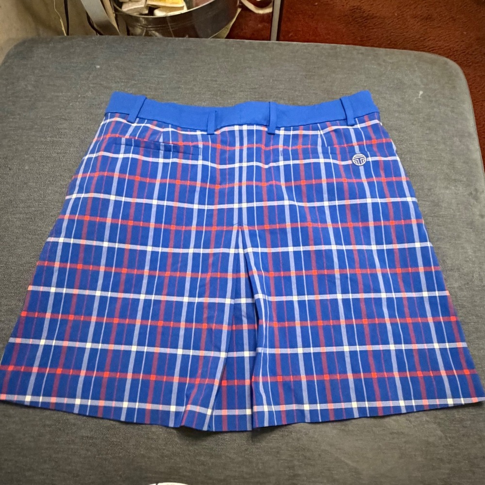 Tory Sport Blue Plaid Golf Skort Performance Tennis Skirt Built-in Shorts Large - Picture 2 of 5